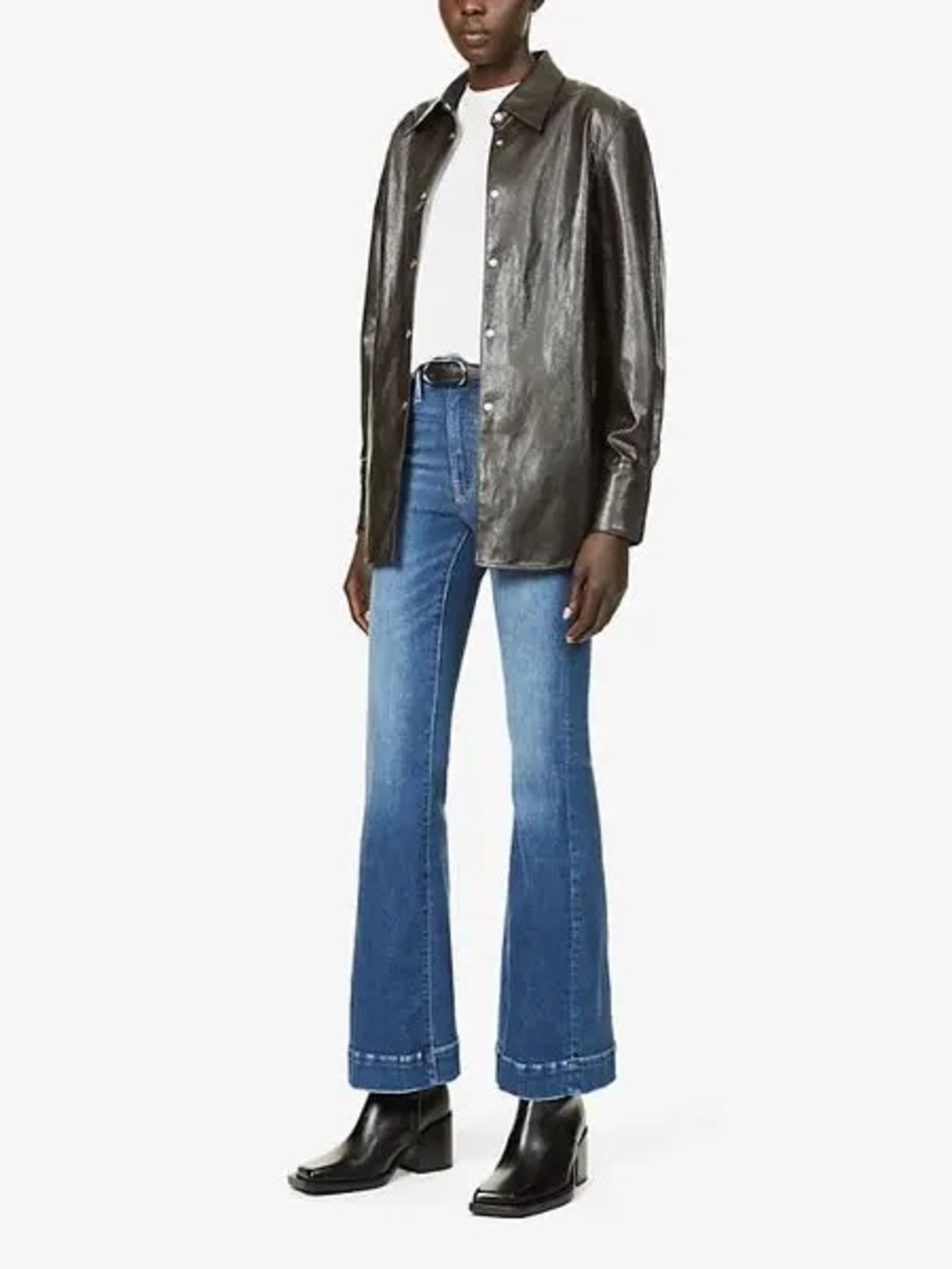 GOOD AMERICAN Blue 843 Flared High-Rise Jeans
